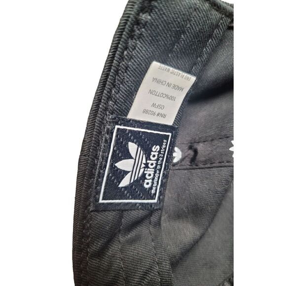 ADIDAS Original Canvas Black Trefoil Logo Adjustable Baseball Dad Hat Cap - Picture 6 of 6